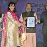 Caretaker Federal Minister for Education and Professional Training Madad Ali Sindhi, giving away shields to the participants during celebration of UNESCO prize for Girls' and Women's Education 2023 Empowering Girls Through Education at IMSG (VI-X) G-7/2
