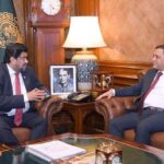 Chairman Karachi Port Trust Syed Syedain Raza Zaidi calls on Sindh Governor Kamran Khan Tessori at Governor House