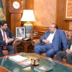 Members of Jaffer Family Foundation USA, Muhammad Taqi and Dr. Asad Heemani call on Sindh Governor Kamran Khan Tessori at Governor House