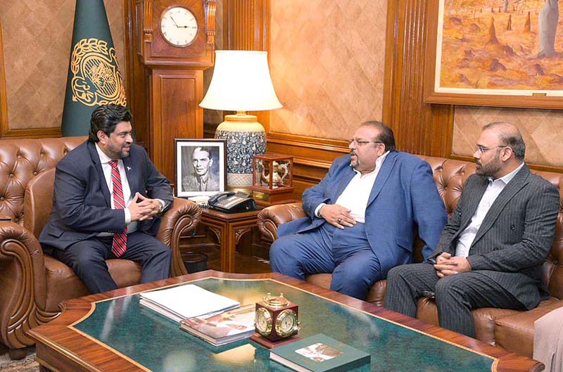 Members of Jaffer Family Foundation USA, Muhammad Taqi and Dr. Asad Heemani call on Sindh Governor Kamran Khan Tessori at Governor House