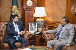 Caretaker Provincial Home Minister Brigadier (Rtd) Haris Nawaz is meeting with Governor Sindh Kamran Khan Tessori at Governor House