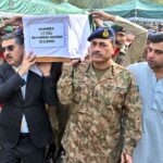 Caretaker Prime Minister Anwaar-ul-Haq Kakar attending Namaz-e-Janaza of Lieutenant Colonel Muhammad Hassan Haider who embraced shahadat in Tirah valley, at Chaklala Garrison