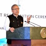 President Dr Arif Alvi addressing the 14th Lahore Chamber of Commerce and Industry Achievement Recognition Ceremony, at Aiwan-e-Sadr
