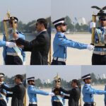 Caretaker Prime Minister of Pakistan Anwar-ul-Haq Kakar, awarding trophies to the distinction holders at the Graduation Ceremony held at PAF Academy, Asghar Khan