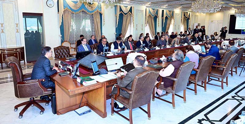 The Caretaker Prime Minister Anwaar-ul-Haq Kakar chairs a meeting of the Caretaker Federal Cabinet