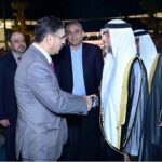 The Caretaker Prime Minister Anwaar-ul-Haq Kakar is being seen off by the Minister for Energy and Infrastructure of the United Arab Emirates at Al Bateen Airport of Abu Dhabi