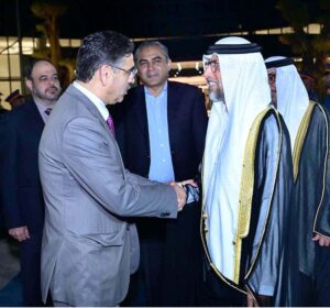 The Caretaker Prime Minister Anwaar-ul-Haq Kakar is being seen off by the Minister for Energy and Infrastructure of the United Arab Emirates at Al Bateen Airport of Abu Dhabi