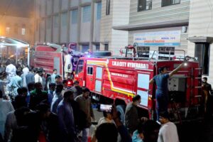 Firefighters struggling to extinguish fire in store room of kidney ward at Civil Hospital