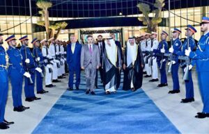 The Caretaker Prime Minister Anwaar-ul-Haq Kakar is being seen off by the Minister for Energy and Infrastructure of the United Arab Emirates at Al Bateen Airport of Abu Dhabi