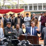 Controller General of Accounts Maqbool Ahmed Gondal talking to media at an event held in AGPR