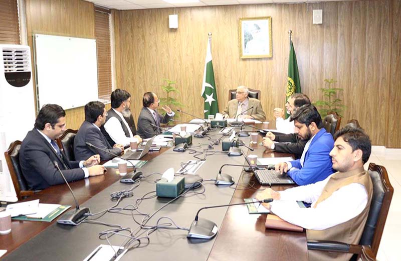 The caretaker Minister for Planning Development & Special Initiatives Muhammad Sami Saeed on chairs a meeting to review a progress of Integrated Energy Planning IEP