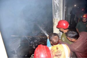 Firefighters struggling to extinguish fire in store room of kidney ward at Civil Hospital