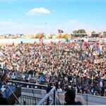 Chairman PPP Bilawal Bhutto Zardari addressing to public gathering on the 56th Foundation Day of Pakistan People's Party at Ayub Stadium.