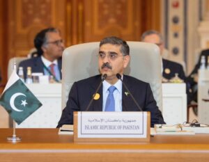 Caretaker PM arrives after concluding an official visit to KSA