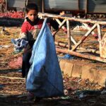 A gypsy child collecting garbage at Fruit and vegetable market in the Federal Capital