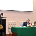 Secretary Ministry of Information, Broadcasting Shahera Shahid addresses the graduation ceremony of 38th MCMC Domain Specific Training and 40th Specialized Training Program at Information Service Academy Auditorium.