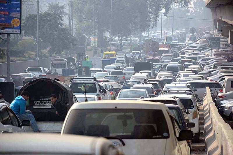 A view of massive traffic jam in front of the High Court during peak hours