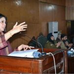 Provincial Woman Ombudsman Nabila Hakim Ali Khan addressing a seminar for the protection of women's rights at Government College Women University, Madina Town