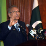 President Dr Arif Alvi addressing the seminar titled 'Role of Insurance Ombudsman in strengthening Business sector' at Governor House