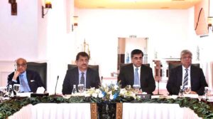 Caretaker Federal Minister for Commerce and Industries Dr. Gohar Ejaz chairing the inaugural meeting of the Industrial Advisory Council, consisting of the top industrialists of Pakistan