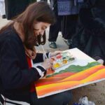 Students participating in painting competition during Chrysanthemum, Marigold & Autumn Flowers Show-2023 arranged by the Institute of Horticulture Sciences, University of Agriculture Faisalabad (UAF)