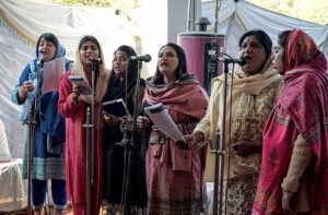 Christian community members performing religious rituals on Christmas day at Fatima Church.