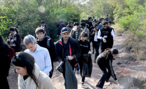 Students taking part in a lecture session on Bio Diversity in Margalla Hills Park organized by the Devcom-Pakistan in connection with the 13th Pakistan Mountain Festival