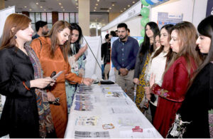 SAPM for Human Rights and Women Empowerment, Mushaal Hussein Mullick (Wife of Jailed Kashmiri Hurriyat Leader Mohammad Yasin Malik) visiting stalls during Islamabad Women Gala Venue: Pak-China Friendship Center