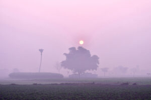 A beautiful view of sunrise over the sky in the the City
