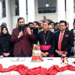 Punjab Governor Balighur Rahman is addressing the Christmas celebrations event at Governor House