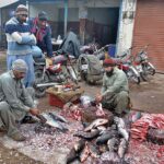 A fish seller cleaning fish to attract customers at their setup in the wholesale fish market