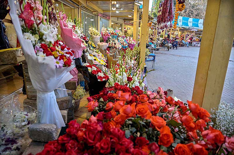 A beautiful view of flower bouquets outside flower shop to attract customers at F-6 in the Federal Capital