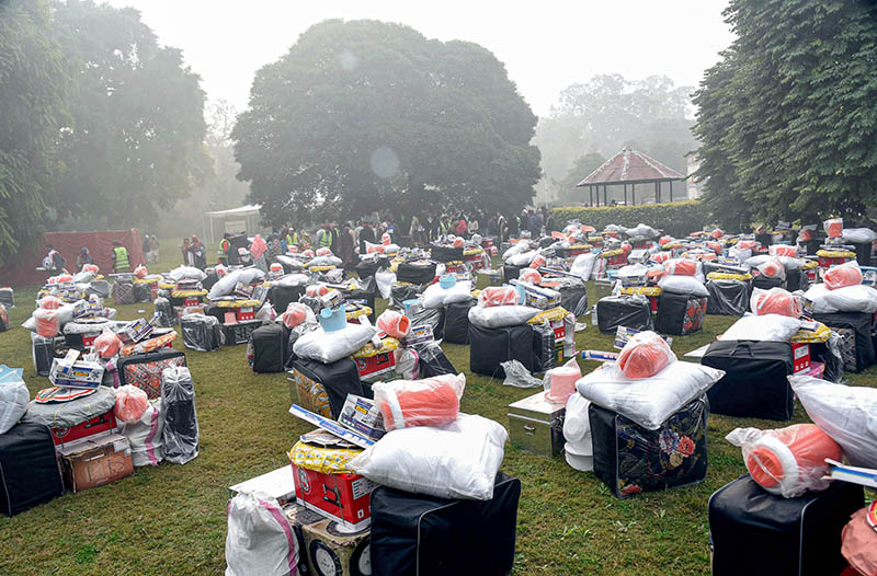 The Jinnah Khamita Foundation is providing free wedding supplies to people at an event held at Bagh Jinnah