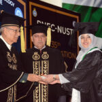 President Dr. Arif Alvi awarding degrees to the students during 35th Convocation ceremony of Pakistan Navy Engineering College (PNEC) at Bahria Auditorium.