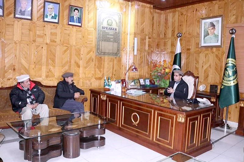 Speaker Gilgit-Baltistan Assembly Nazir Ahmad Advocate in a meeting with people of Ghizir at Assembly Secretariat