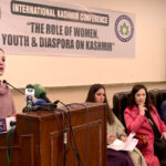 Special Assistant to Prime Minister on Human Rights & Women Empowerment Ms. Mushaal Hussein Mullick addressing International Kashmir Conference on "The Role of Women Youth & Diaspora on Kashmir" at Kashmir House.