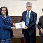 Federal Secretary for Information and Broadcasting Ms. Shahera Shahid presenting memento to Caretaker Federal Minister for Information and Broadcasting Murtaza Solangi during an event “Speech Competition on Quaid Day” organized by DEMP at Information Service Academy