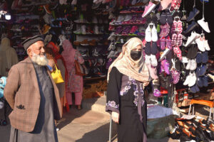 People purchasing household woolen stuff at G 9 weekly Bazaar in the Federal Capital.
