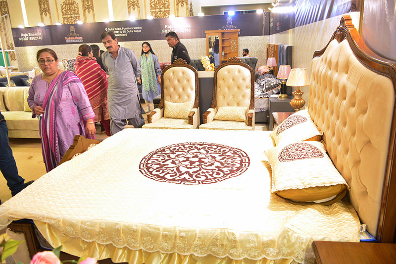 Families viewing the furniture exhibition during Pakistan lifetime furniture’s Exhibition