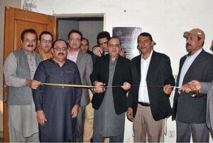 Press Club President, Azam Chaudhry is inaugurating the Digital studio at the Lahore Press Club