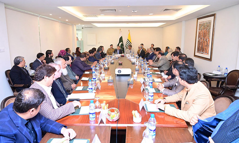 Caretaker Prime Minister Anwaar-ul-Haq Kakar chairs a special meeting of the Cabinet of Azad Jammu and Kashmir