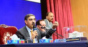 Caretaker Prime Minister Anwaar-ul-Haq Kakar interacts with the students of Ghulam Ishaq Khan Institute of Engineering Sciences and Technology.