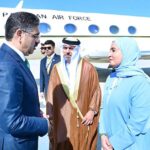 Caretaker Prime Minister Anwaar-ul-Haq Kakar is being seen off by the Minister of State of the United Arab Emirates for Government Development and Future Her Excellency Ohood bint Khalfan Al Roumi at Al-Maktoum International Airport of Dubai.