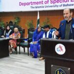 CEO Helping for Relief and Development, Mr. Javaid Ahmed Siddiqui is addressing the 3rd International Conference on Research in Special Education at KGF Auditorium