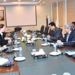 Federal Secretary for Interior Aftab Akbar Durrani in a meeting with the Director General of International Organisation of Migration Ms. Amy Pope.