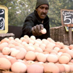 A vendor selling eggs at his roadside setup