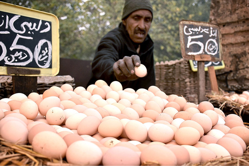 A vendor selling eggs at his roadside setup
