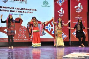 Artists performing a tableau during the Sindhi Cultural Day event organized by Soormiyun at PNCA