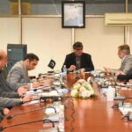 The Caretaker Federal Minister for Privatization Mr Fawad Hasan Fawad chairing a meeting of Privatization Commission with the Financial Advisor and management of First Women Bank Limited