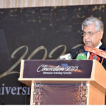 Caretaker Federal Minister for Information & Broadcasting, Murtaza Solangi addresses the 4th Convocation of Information Technology University while Punjab Governor Balighur Rahman is attending the event at Information Technology University, Main Campus.